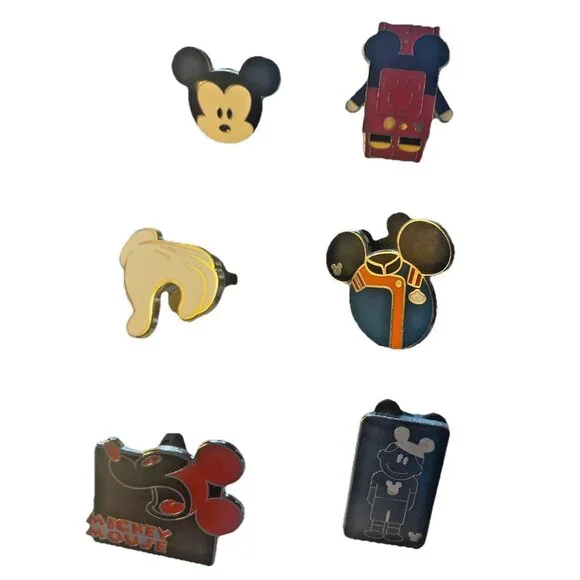 Disney Trading Pins Lot 6 Mickey Mouse Stylized Modern Icons Glove Family Face - Picture 1 of 6